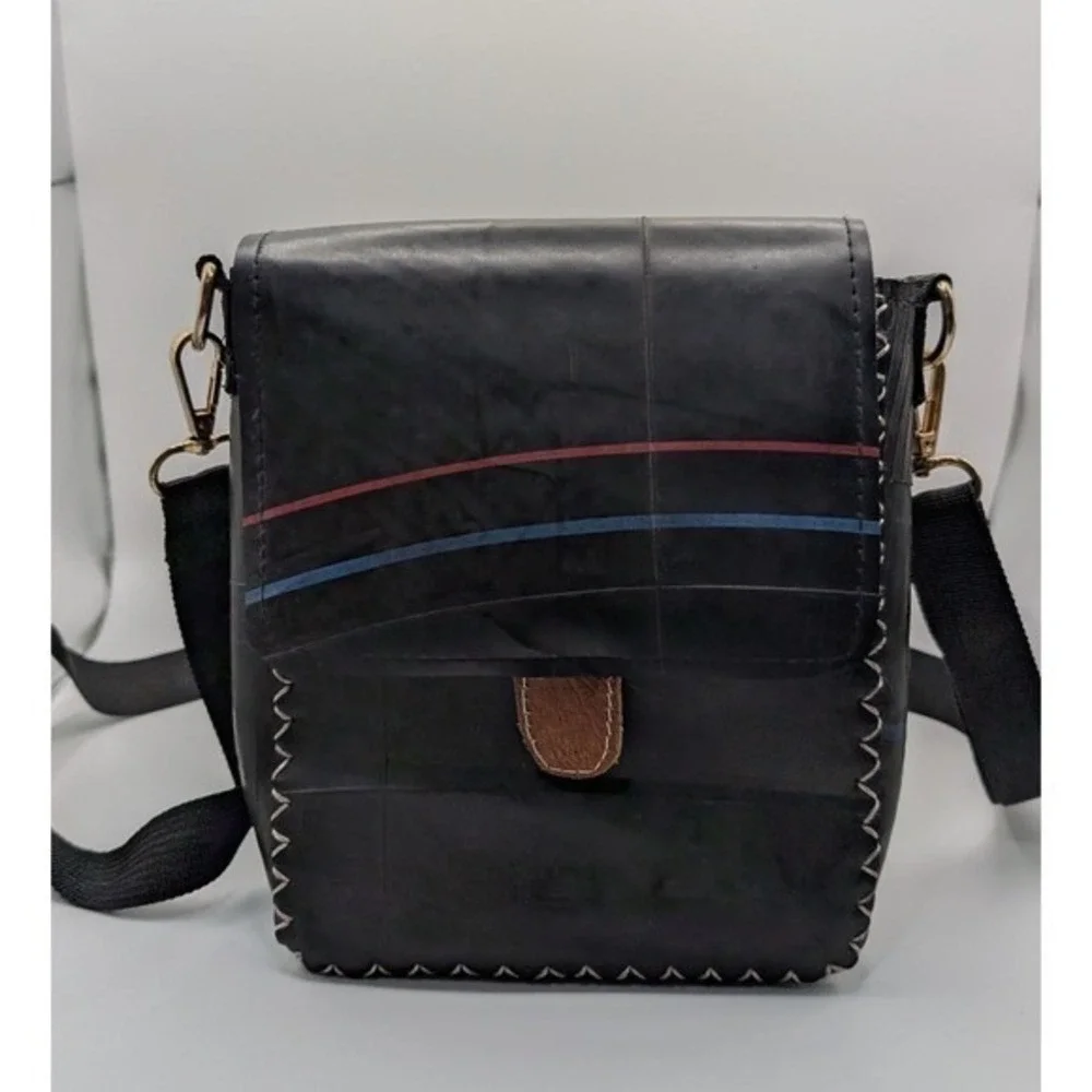 GANESHHIMAL Hand Woven Crossbody Bag Black Recycled Unique One of a Kind‎